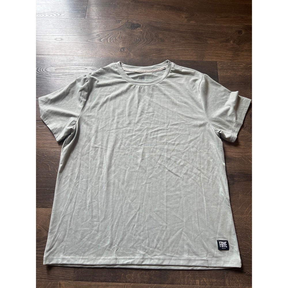 Frye Mens Short Sleeve Crewneck T-Shirt Sage Green Heather Logo Patch Size L